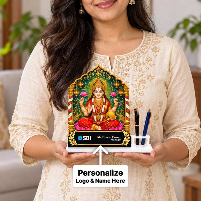 Custom Lakshmi Desk Organizer with Company Logo, Name & Designation | Love Craft Gifts™