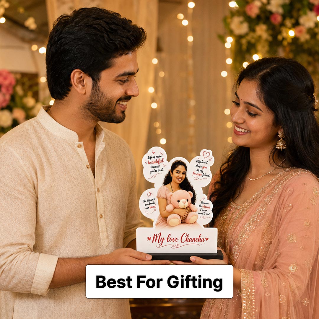 Custom Love Photo Table Stand with Name | Romantic Gift for Her