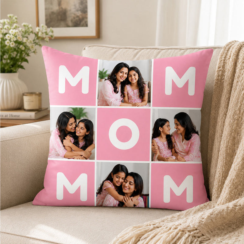 Personalized MOM Photo Collage Cushion Cover with Custom Photos | Emotional Mother’s Day Gift for Mom, Mother & Mumma - 10x10" | Love Craft Gifts™
