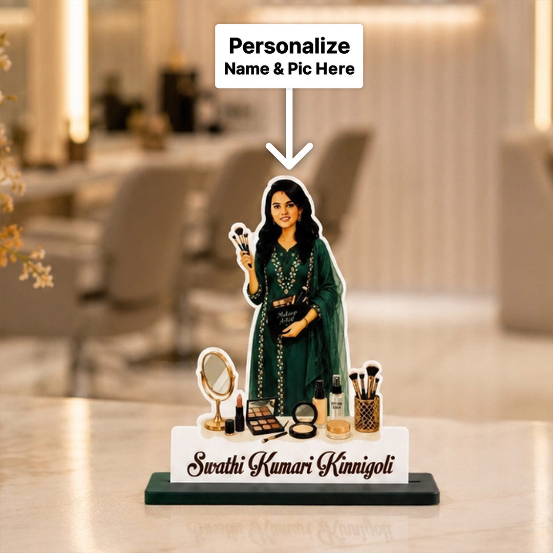 Custom Makeup Artist Photo Table Stand | Personalized Name Gift