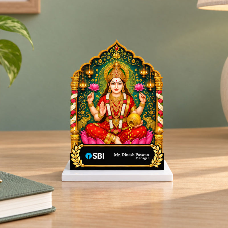 Custom Name & Designation Goddess Lakshmi Office Table Decor 5x6" | Love Craft Gifts™