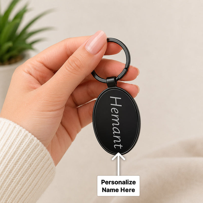 Custom Name Metal Keychain | Personalized Oval Key Holder | Standard Size | Love Craft Gifts™