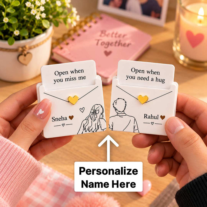 Custom Name Missing You & Hug Message Holder Set for Couples | Love Craft Gifts™
