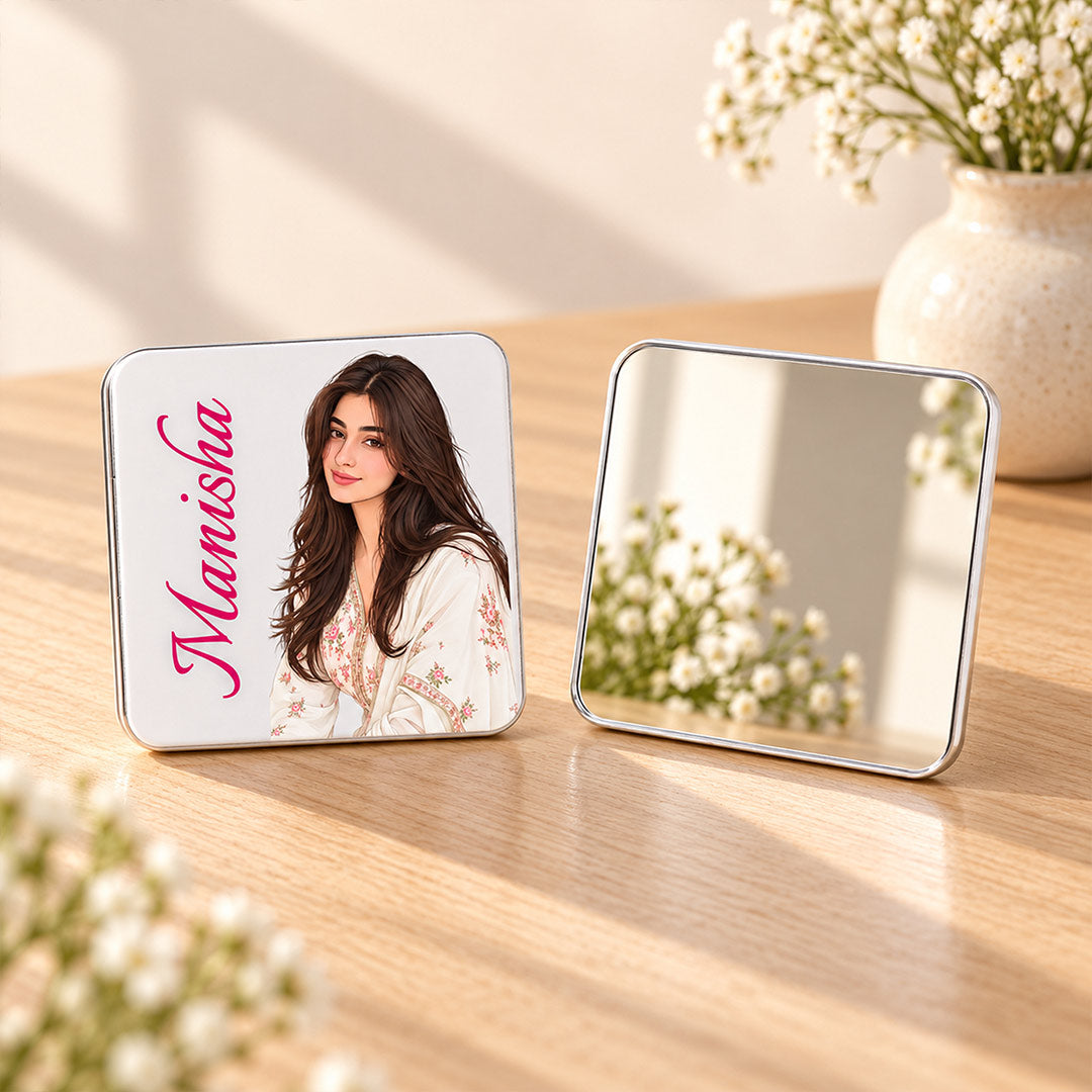 Custom Name & Portrait Pocket Mirror | Love Craft Gifts™