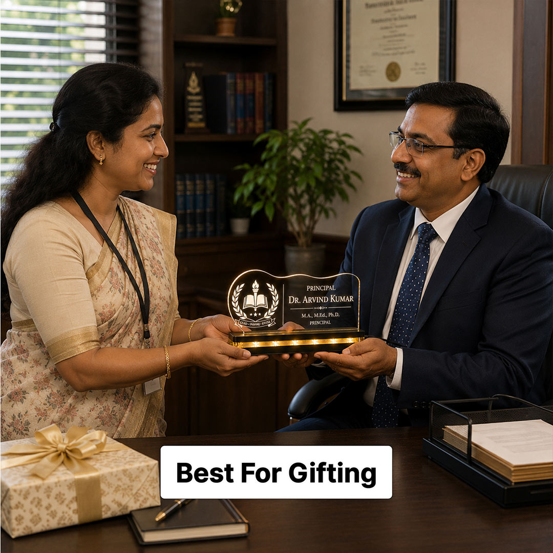 Custom Name Principal Desk Sign | Professional LED Nameplate for School Office