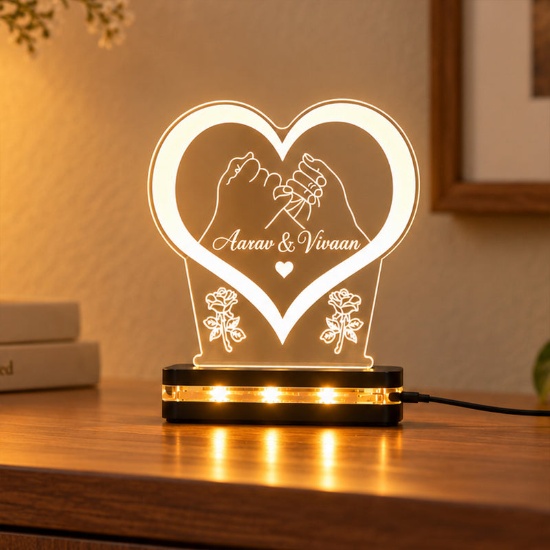 Custom Names Heart Acrylic LED Lamp 5x6″ | Romantic Gift for Couple | Love Craft Gifts™