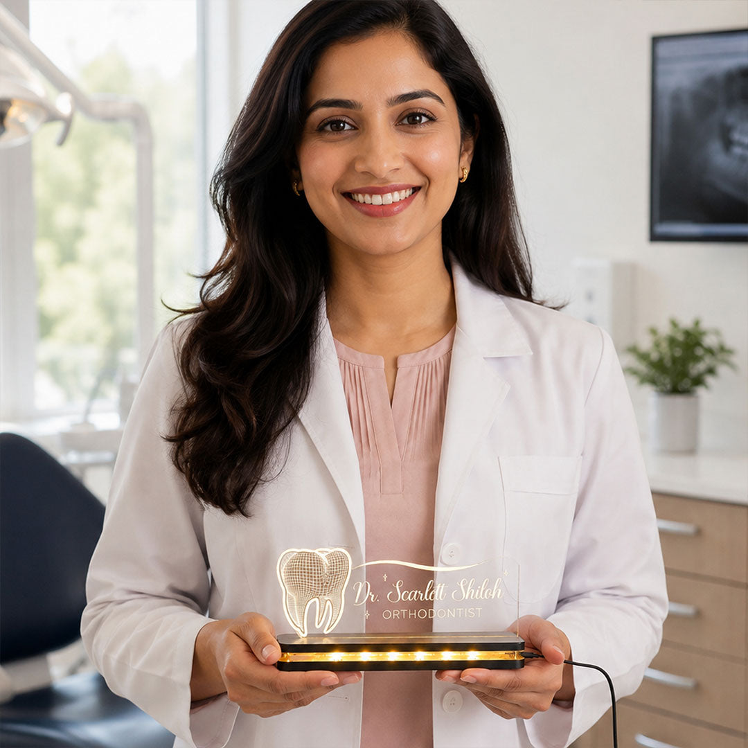 Custom Orthodontist Name Plate 6x8" | Professional Dental Clinic Desk Display