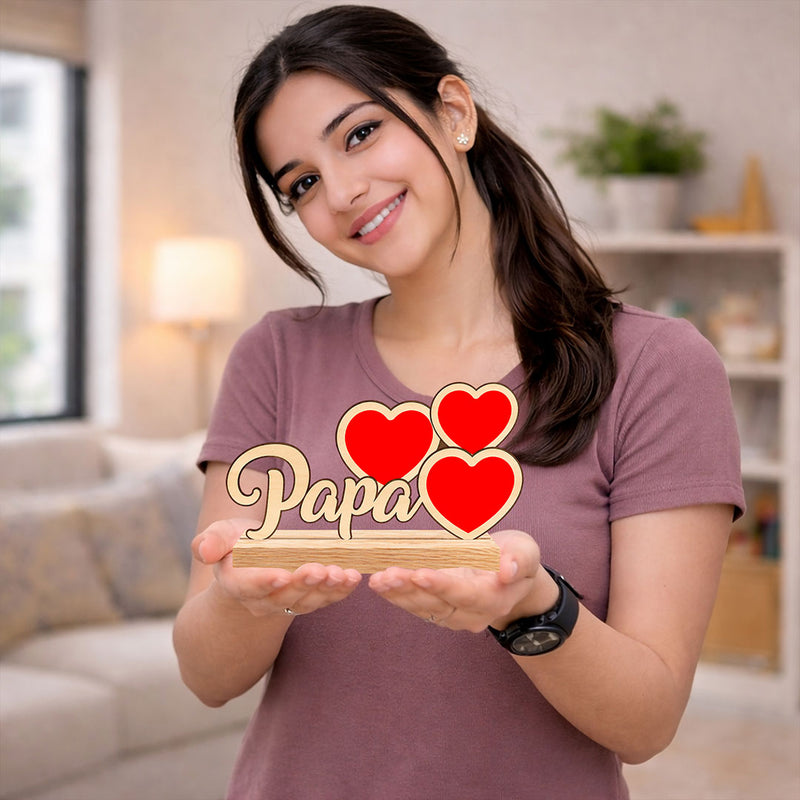 Personalized Papa Wooden Photo Frame with Custom Photos | Emotional Gift for Father, Dad & Family Keepsake - 9.5x5" | Love Craft Gifts™