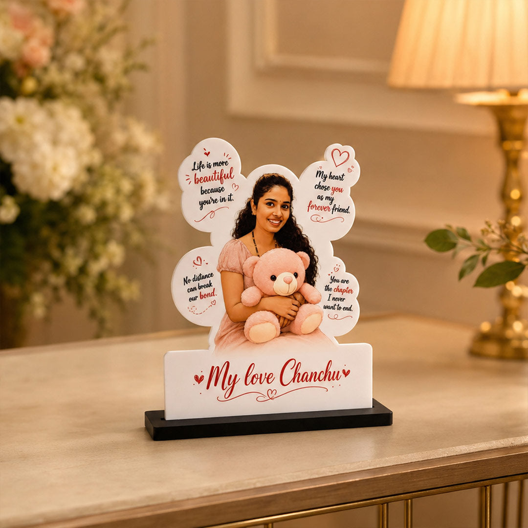 Custom Photo & Name Love Table Stand | Personalized Romantic Gift