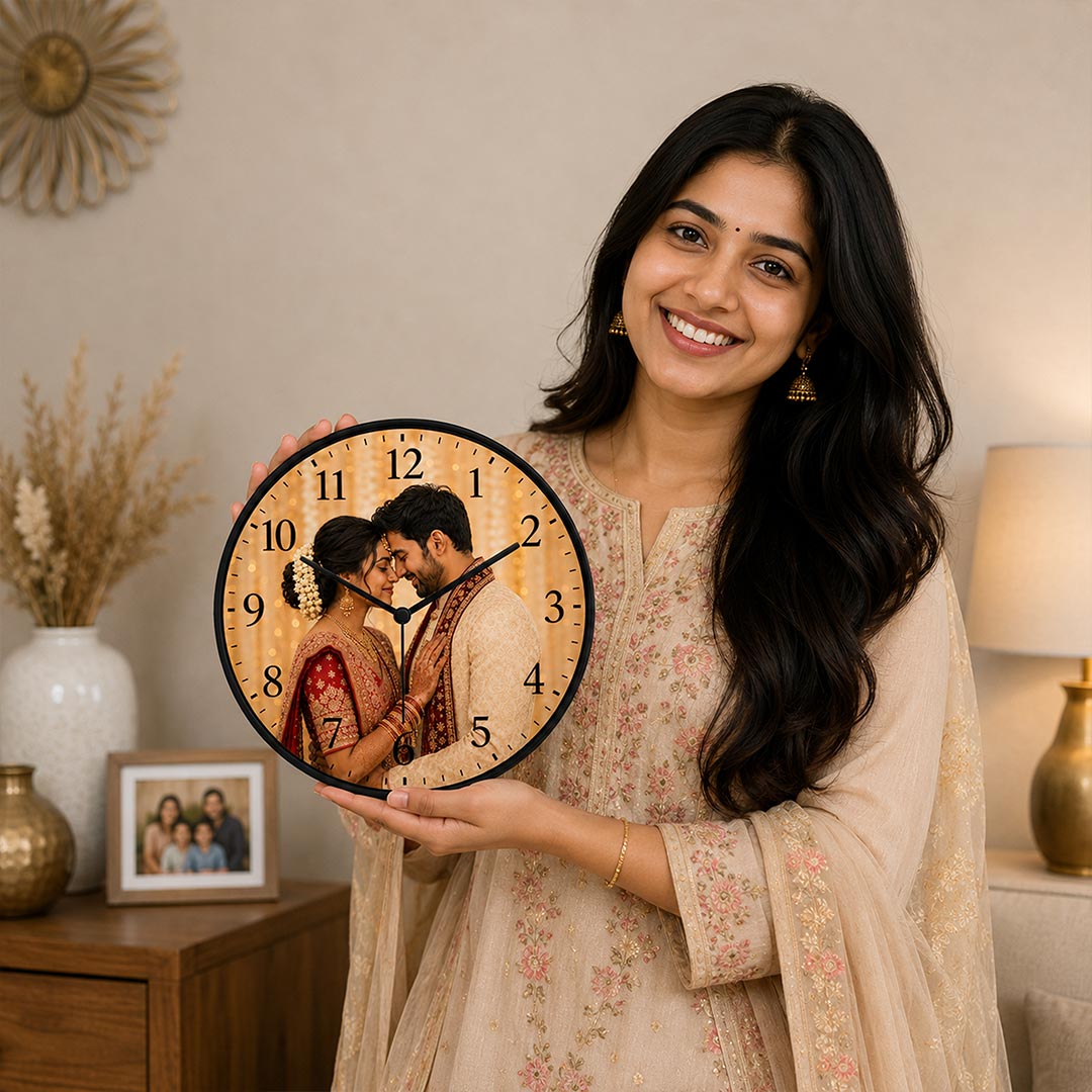 Custom Photo Wooden Wall Clock | Personalized Anniversary Gift | Love Craft Gifts™
