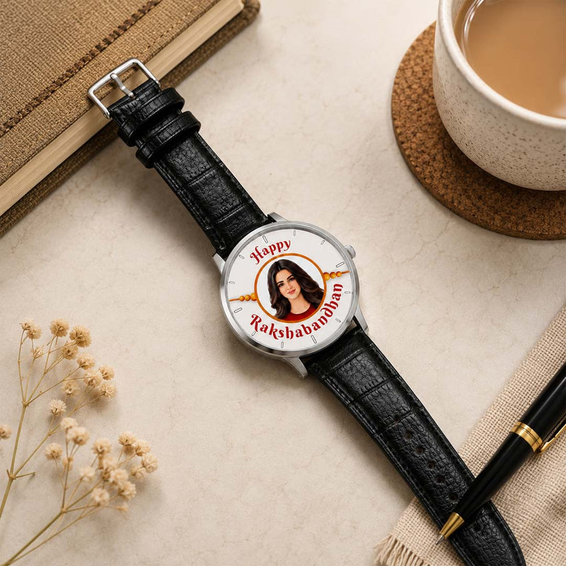 Custom Photo Wrist Watch for Sister | Personalized Happy Raksha Bandhan Analog Watch | Love Craft Gifts™