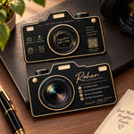 Custom Photographer Visiting Card | Camera Shaped Black Acrylic Business Card