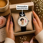 Custom Picture Leather Strap Watch | Personalized Anniversary Gift for Husband & Boyfriend | Love Craft Gifts™