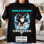 Personalized Rukia Kuchiki Anime Name T-Shirt for Women – Custom Printed Black Tee | Love Craft Gifts