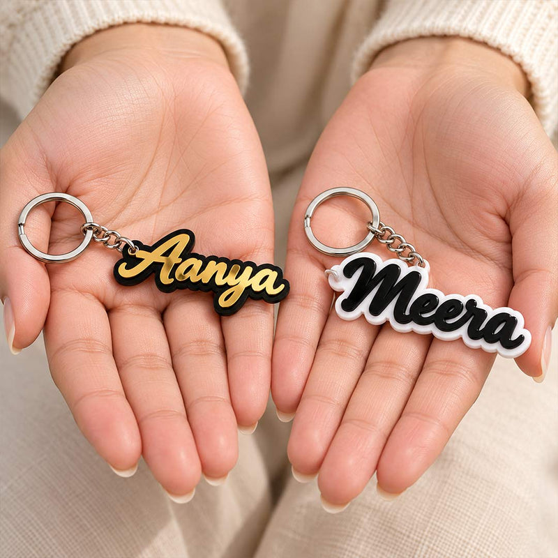 Custom Script Name Charm 2x3" in Golden-Black & Black-White Options | Love Craft Gifts™