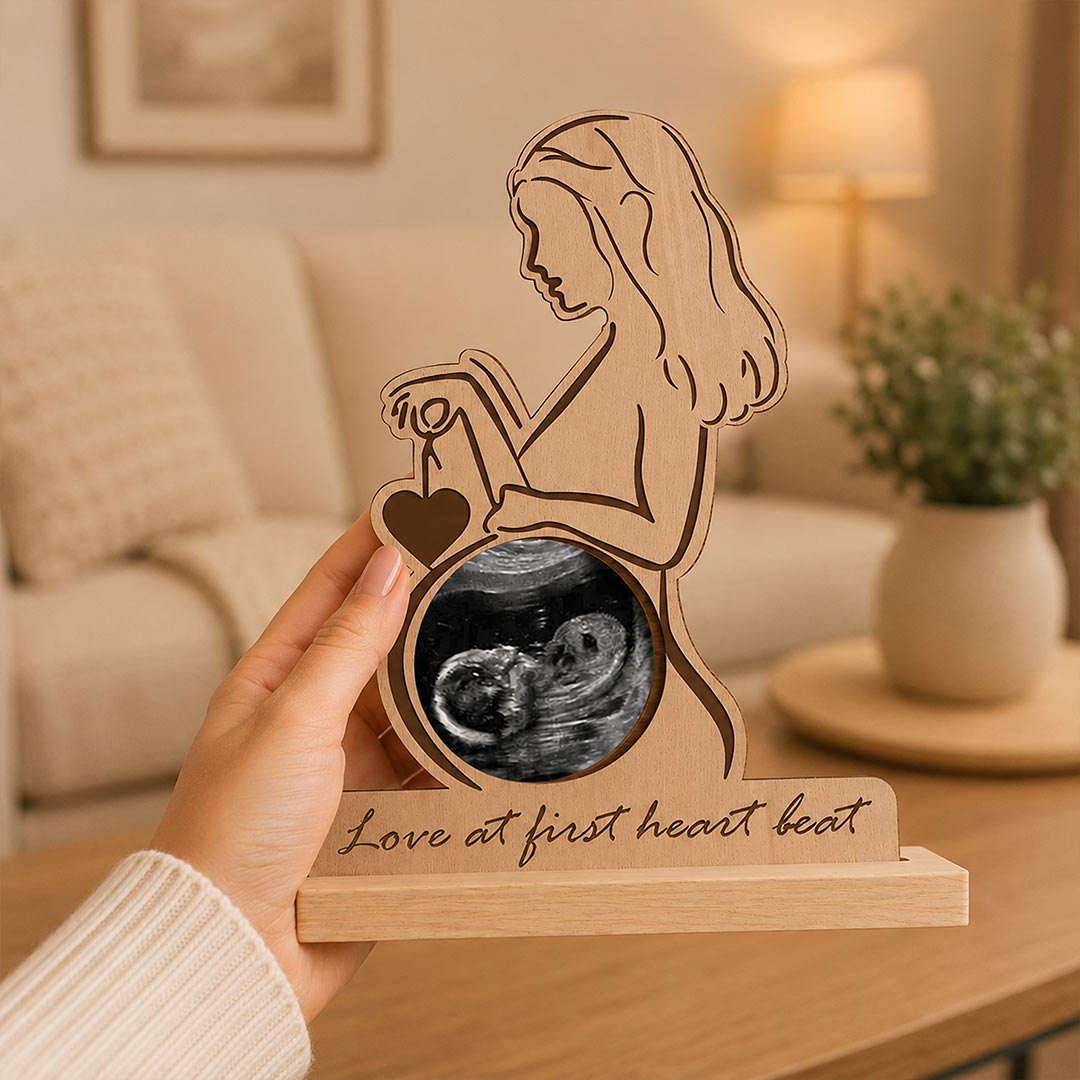 Custom Sonogram Photo Pregnancy Stand | 6x8 Inch Mom-to-Be Baby Bump Keepsake