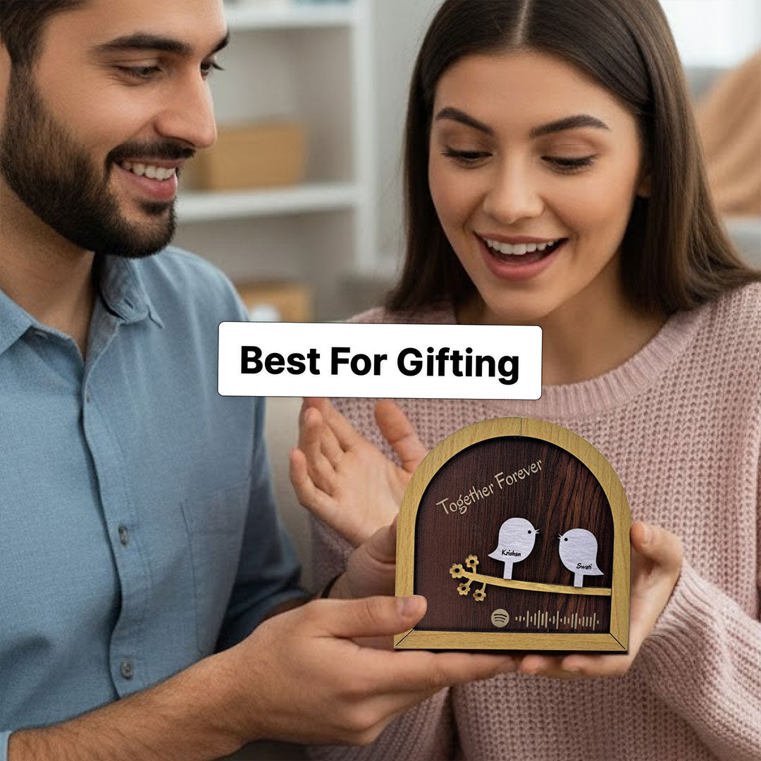 Personalized Couple Spotify Frame – Custom Song Code Wooden Table Top Frame (6x6 Inch) | Love Craft Gifts