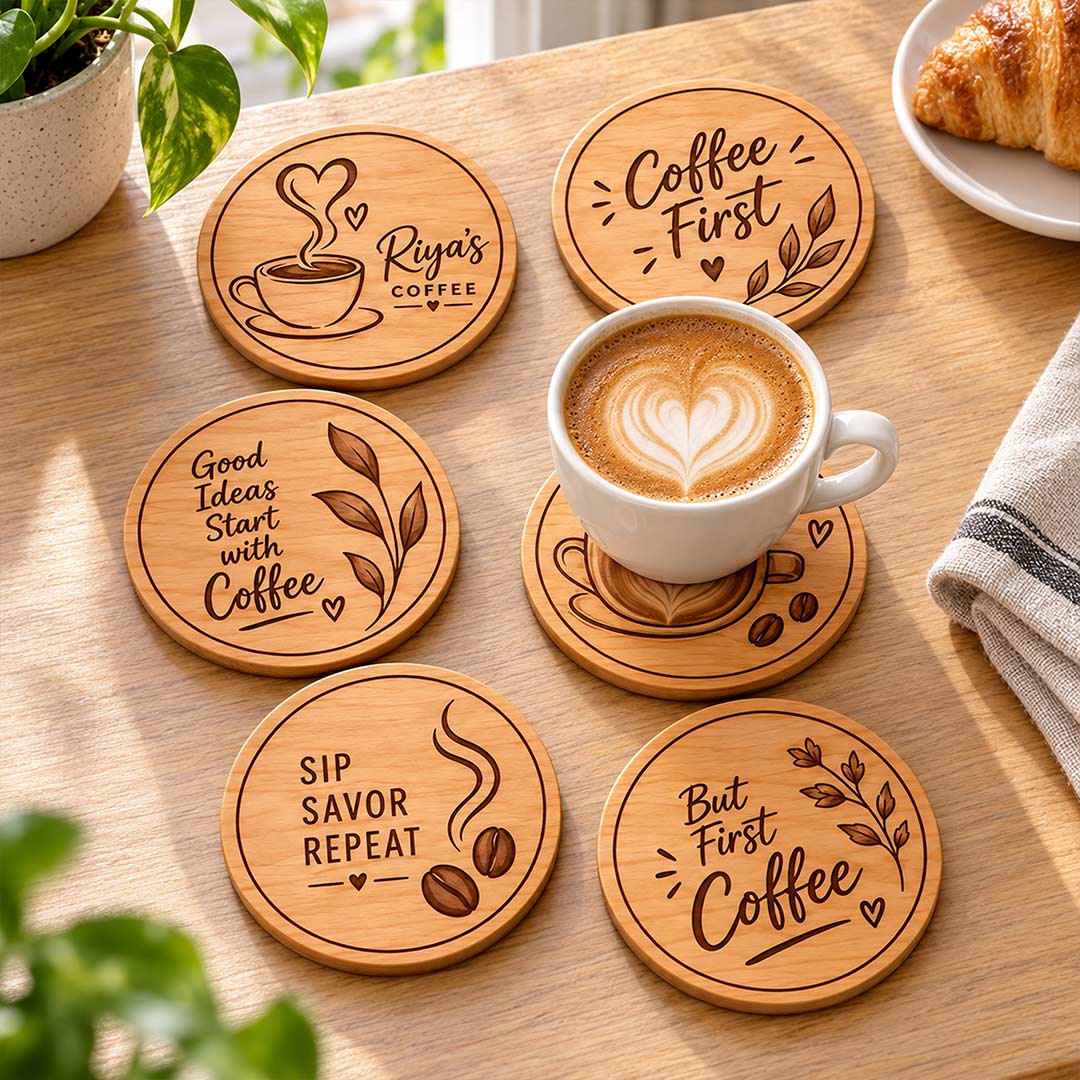 Custom Tea & Coffee Coaster | Personalized & Quote Designs for Home, Office & Café | Love Craft Gifts™
