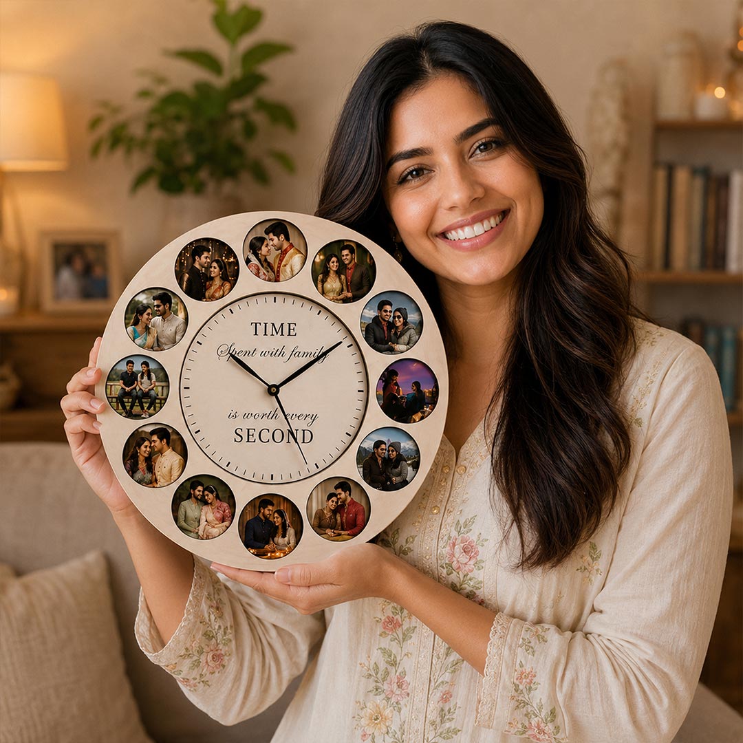 Custom Wooden Couple Memory Wall Clock | Personalized Home Décor | Love Craft Gifts™