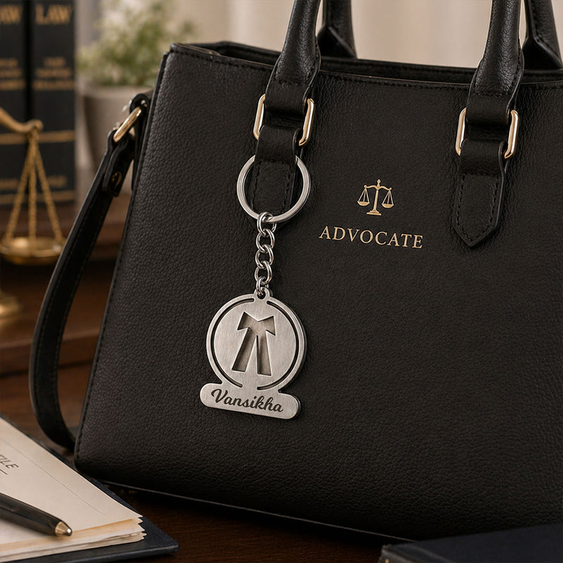 Personalized Advocate Lawyer Metal Keychain with Custom Name – Premium Legal Professional Keyring Gift (Standard Gift Size) | Love Craft Gifts™