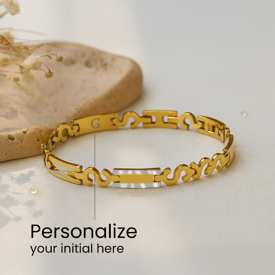 Personalized Designer Golden Chain Bracelet for Men | Love Craft Gifts