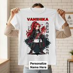 Personalized Red Samurai Anime Name T-Shirt for Women – Custom Printed White Tee | Love Craft Gifts