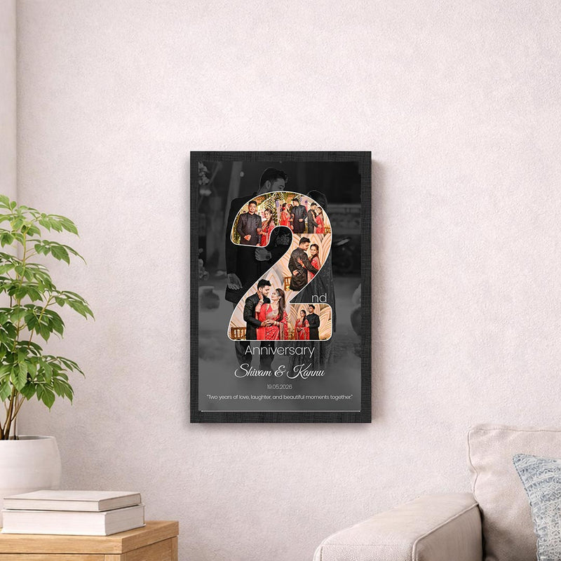 Personalized 2nd Anniversary Photo Collage Wall Frame | Romantic Couple Memory Gift with Custom Photos Available in 8x12" to 24x36" | Love Craft Gifts™
