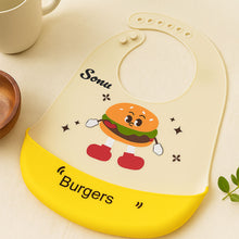 Personalized Burger Design Silicone Baby Bib