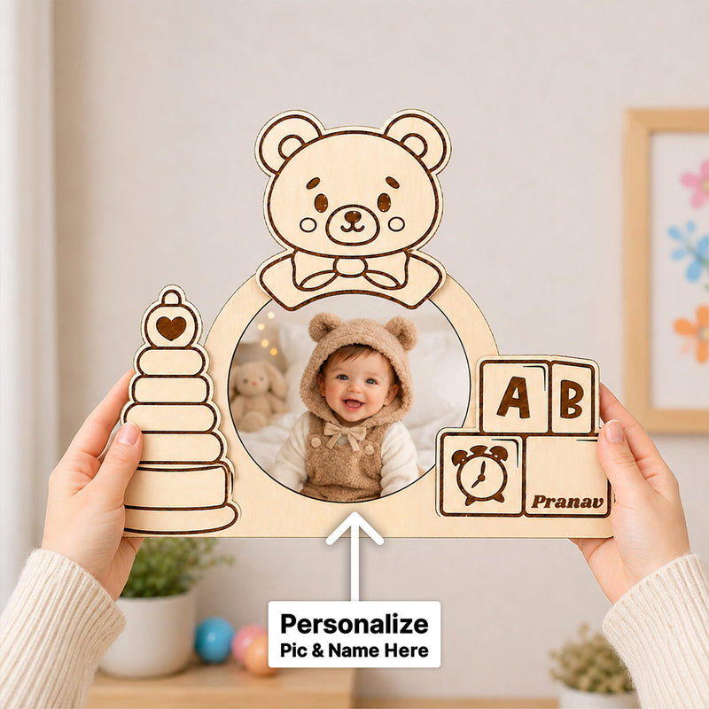 Personalized Baby Wooden Photo Frame | Custom Baby Name Keepsake Gift - 8x6.5" | Love Craft Gifts™