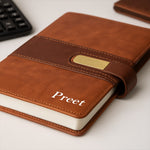 Brown Personalized Diary & Pen Gift Set – Engraved Combo for Professionals & Gifting  | Love Craft Gifts 