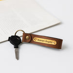Personalized Brown Leather Keychain with Golden Name Plate | Love Craft Gifts