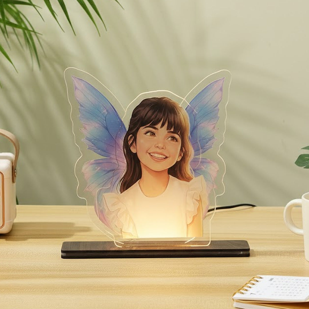 Fairy Glow – Personalized Kids Cartoon Acrylic LED Lamp | Love Craft Gifts