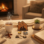 Personalized Wooden Couple Key Holder – 6x6” | Custom Names & Cartoon Art | Love Craft Gifts