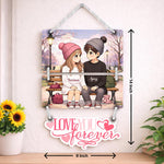 Personalized Anime Couple Love Forever Wall Hanging (9x14 Inch) – Custom Name Wooden Decor | Love Craft Gifts