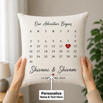 Personalized Couple Anniversary Date Cushion Cover | Custom Names & Special Date Pillow Gift for Couples - 10x10" | Love Craft Gifts™