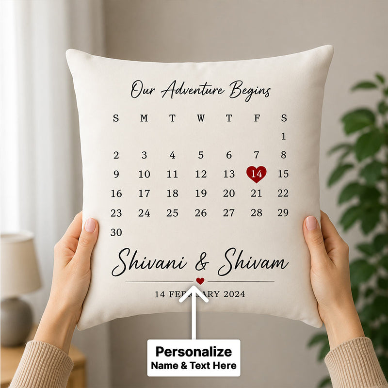 Personalized Couple Anniversary Date Cushion Cover | Custom Names & Special Date Pillow Gift for Couples - 10x10" | Love Craft Gifts™