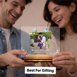 Personalized Puzzle Couple LED Acrylic Lamp with Custom Photo & Name | Romantic Anniversary Gift for Couples - 8x6" | Love Craft Gifts™
