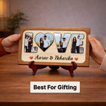 Personalized LOVE Photo Frame with Name – Custom Couple Wooden Tabletop Frame (8 x 5 Inch) | Love Craft Gifts