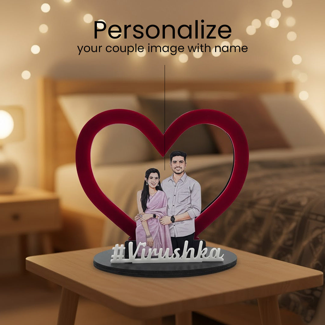 Personalized Warm Light Heart Couple Frame – 7×8.5"