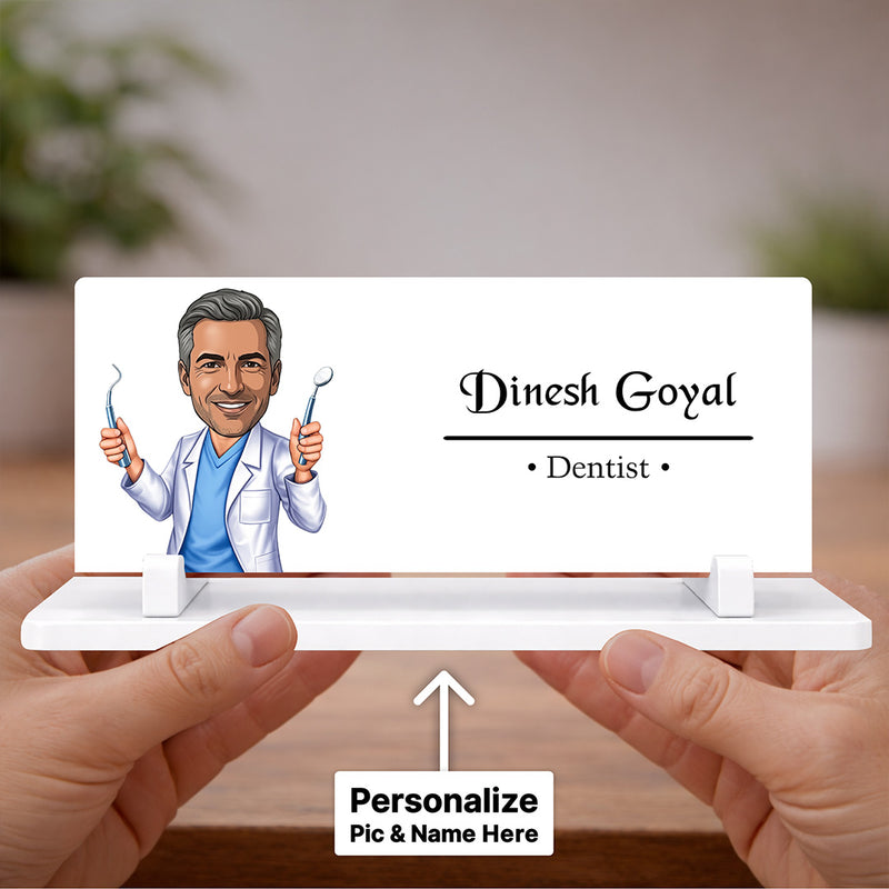 Personalized Acrylic Dentist Desk Name Plate | Custom Dental Clinic Table Name Sign Gift for Dentists & Professionals - 7x3" | Love Craft Gifts™