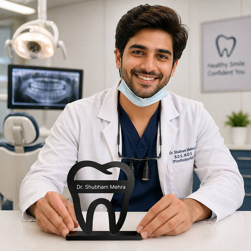 Personalized Dentist Name Plate 3.5x4" | Custom Dental Clinic Desk Decor | Love Craft Gifts™