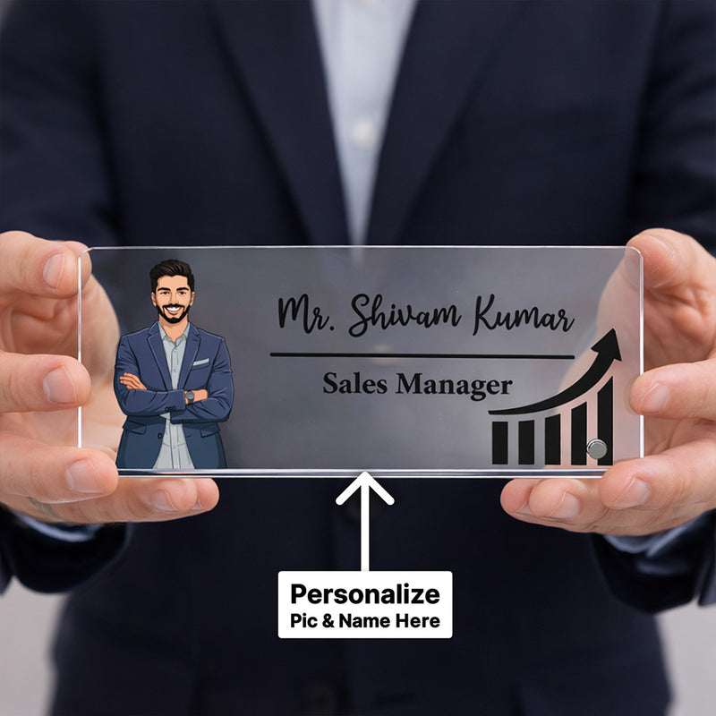 Personalized Acrylic Office Name Plate | Custom Desk Name Sign Gift for Managers, Professionals & Corporate Employees - 7x6" | Love Craft Gifts™