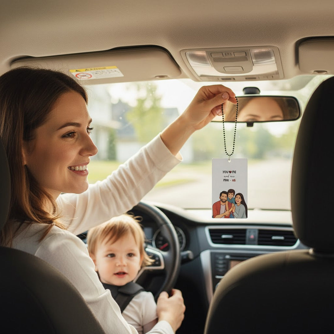 Family Portrait Car Hanger – 3.25×2 inch | Love Craft Gifts