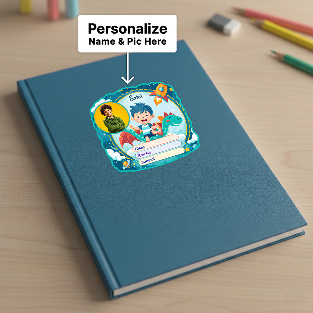 Personalized Dino Adventure Theme Kids Name Slips (2x3 Inch, 28 Stickers) – Custom Name & Photo School Labels | Love Craft Gifts