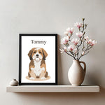 Personalized Pet Portrait Frame with Name – Custom Dog Illustration Photo Frame (All Sizes Available) | Love Craft Gifts
