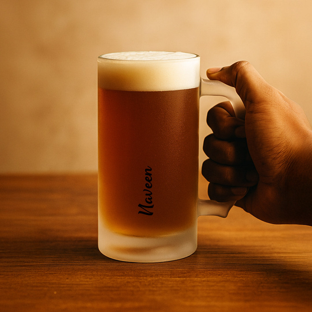 Personalized Frosted Beer Mug with Name – Custom Engraved Glass Gift | Love Craft Gifts