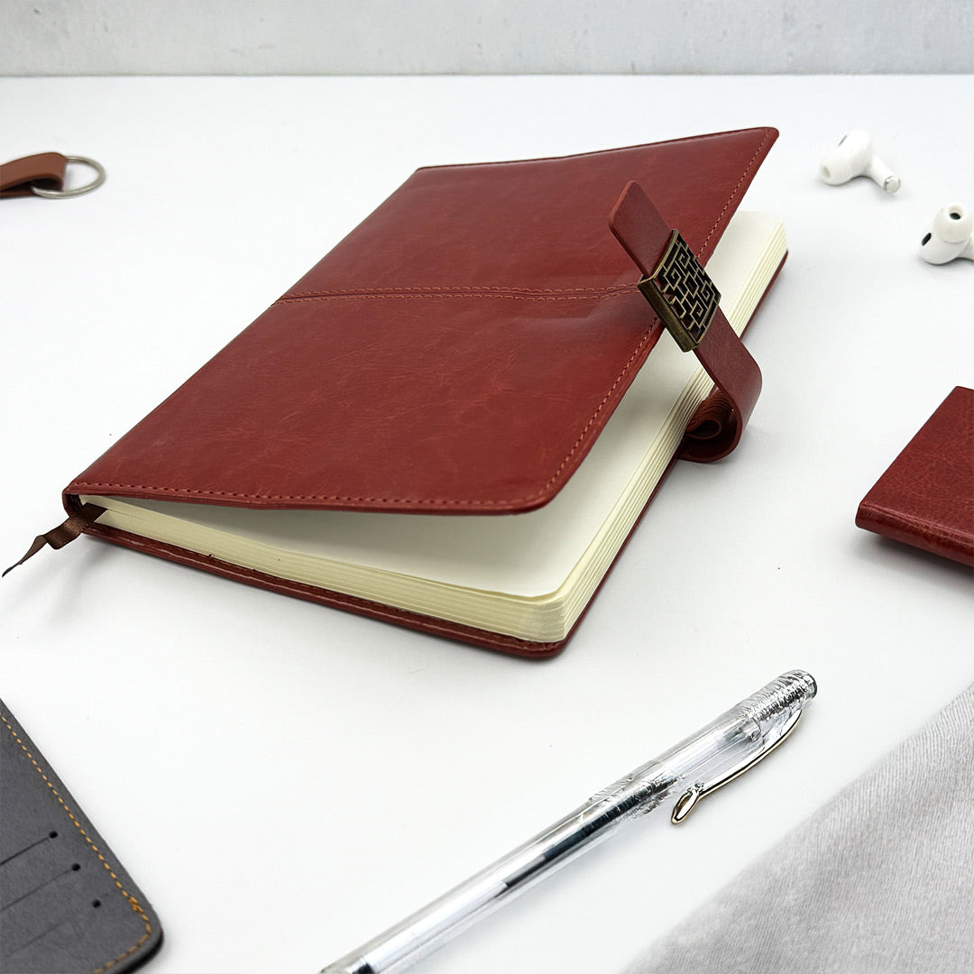Personalized Premium A5 PU Leather Diary with Custom Name & Logo Engraving | Elegant Office Journal Gift for Men, Women & Professionals | Love Craft Gifts™