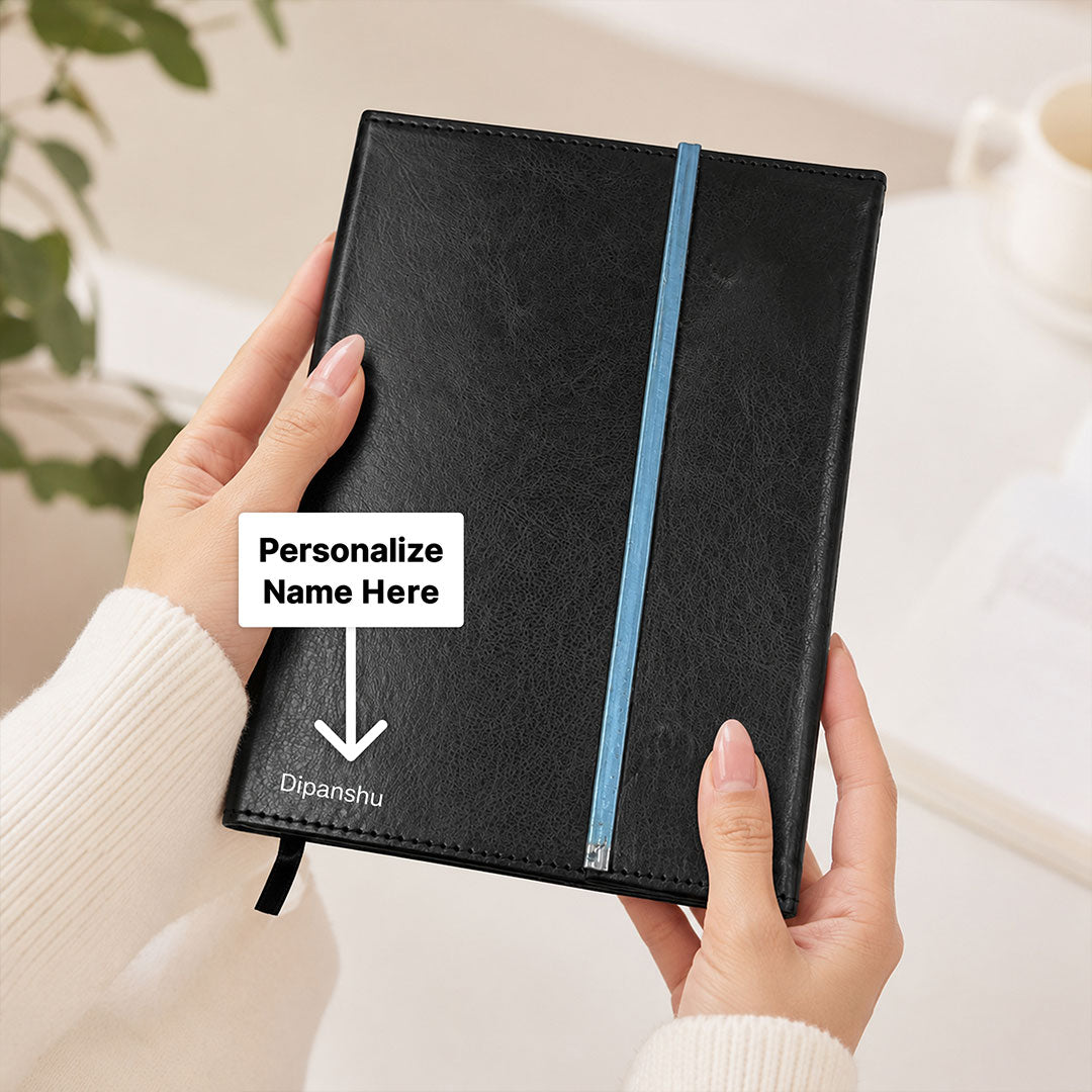 Personalized A5 Vegan Leather Diary Notebook | Custom Name Magnetic Journal Planner for Office, Study & Corporate Gifting | Love Craft Gifts™