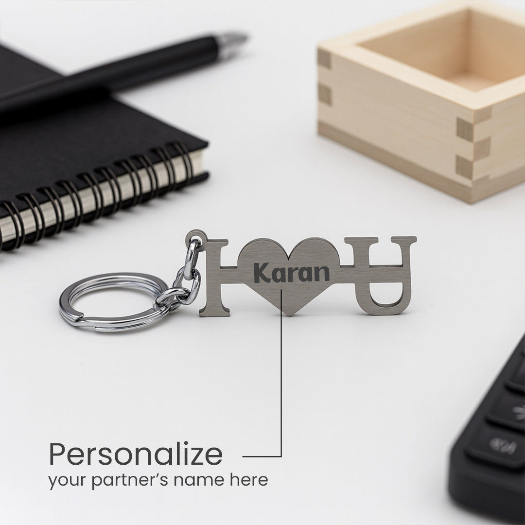Personalized "I ❤️ U" Metal Keychain | Love Craft Gifts