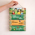 Personalized Family Bless This Home Hanging Wall Décor – Custom Wooden Multi-Layer Hanging Frame (13×9 Inch) | Love Craft Gifts